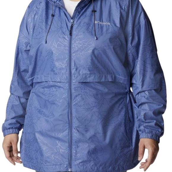 Columbia Lightweight Blue Hooded Auroras Wake Raincoat/Jacket Womens SZ 1X - Picture 16 of 16
